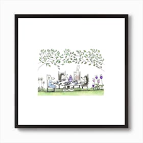 Woodland Tea Party Square Art Print