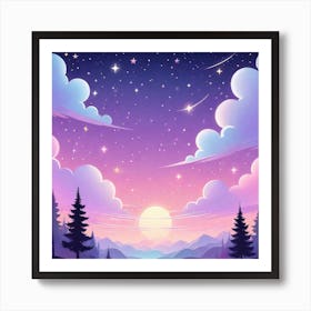 Sky With Twinkling Stars In Pastel Colors Square Composition 98 Art Print