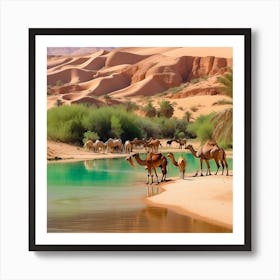 Camels In The Desert Art Print