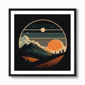 Sunset In The Mountains Art Print