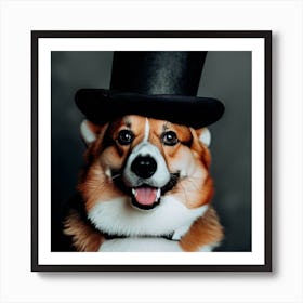 Corgi In Top Hat Art Print