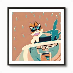 Abstract Cat Art Print