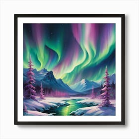 Aurora Borealis Paintings Art Print 4 Poster