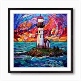 Maraclemente Stained Glass Lighthouse Vibrant Colors Beautiful 3 Art Print