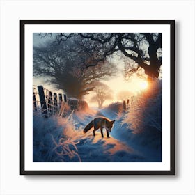 Fox In The Snow 9 Art Print