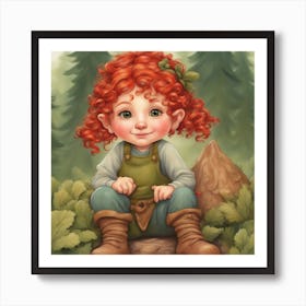 Little Red Haired Elf Art Print