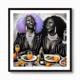 Two Women At A Table Art Print