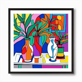 Vases On A Table Art Print