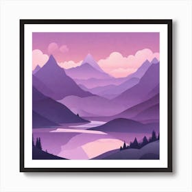 Misty mountains background in purple tone 63 Art Print