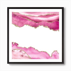 Pink & Gold Agate Texture 03 Art Print