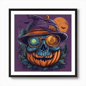 Halloween Pumpkin Skull Art Print