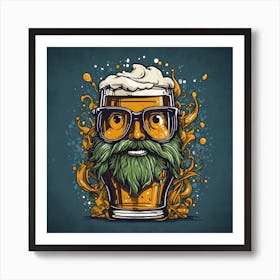 Bearded Man With Beer Art Print