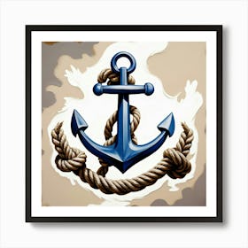 Ship anchor, Ropes, Oil painting Art Print