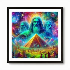 God creating the pyramids 7 Art Print