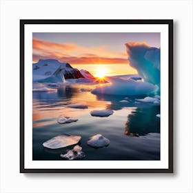 Icebergs At Sunrise Art Print