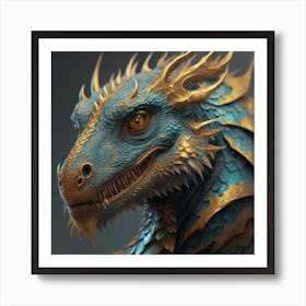 8k Portrait Of A Of A Bluescaled Dragon Art Print