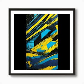 Blue And Yellow Abstract Painting 1 Art Print