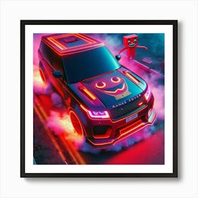 Red Range Rover Art Print