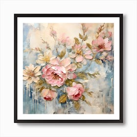 Vintage Pastel Flowers 17 Art Print