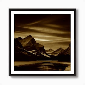 Mountain Lake At Night Art Print