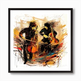 Dueling Cellos - Musicians At Play Art Print