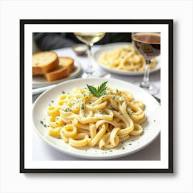 Pasta With Bread And Wine Art Print