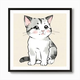 Kawaii Cat cute ink style Art Print