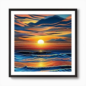 Sunset Over The Ocean 106 Art Print