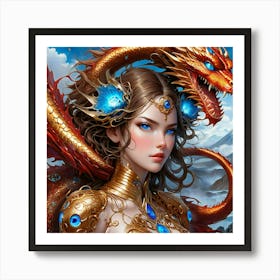 Girl With A Dragon jgg Art Print