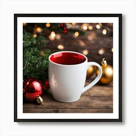 Christmas Background Blank White Mug Mockup (1) Art Print