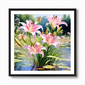 Pink Lilies Art Print