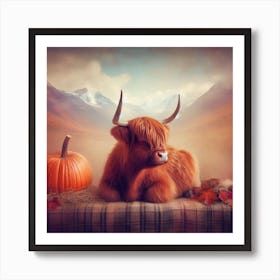 Autumn Highland Cow Art Print