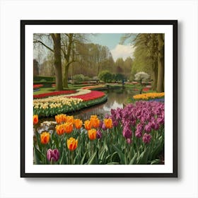 Tulips In The Park 2 Art Print