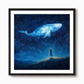 Whale In The Starry Night Sky 1 Art Print