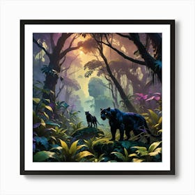 Black Panther In The Jungle Art Print