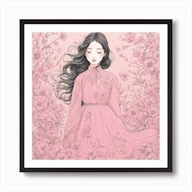 Asian Girl In Pink Art Print