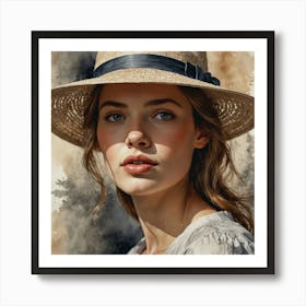 Portrait Of A Woman In A Hat Art Print