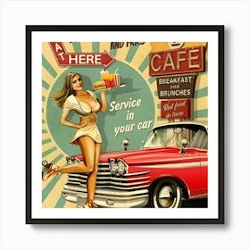 Diner Girl Art Print