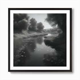 River In Black And White 5 Art Print