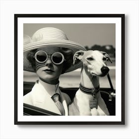 Woman And A Greyhound Art Print