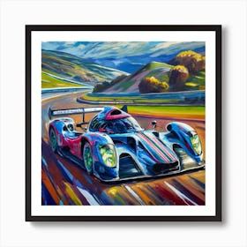 Racetrack Sports Car Cars Racing On Racetrack (1) Art Print