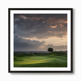 Golf Course At Sunset Art Print