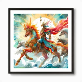 Chinese Emperor On Horseback Art Print