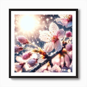 Cherry Blossoms In The Rain 3 Art Print