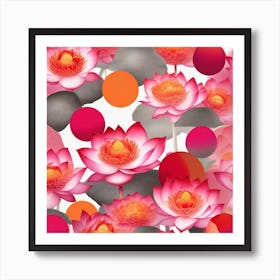 Lotus Flower Seamless Pattern Art Print