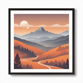 Misty mountains background in orange tone 5 Art Print