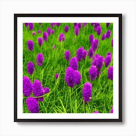 Purple Flowers In A Field Art Print