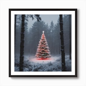 Christmas Tree In The Forest 22 Art Print