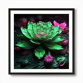 Neon Bloom Green Art Print 1 Art Print