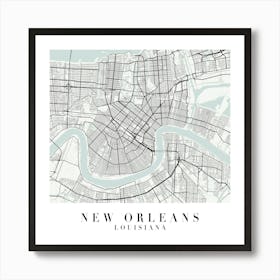 New Orleans Louisiana Street Map Minimal Color Square Art Print